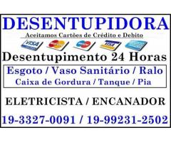 Desentupidora, Eletricista,Encanador na Vila Proost de Souza em Campinas 19-992312502