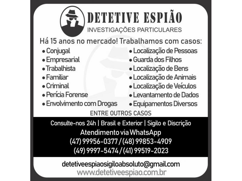 Familiar (48) 9 9853-4909 Detetive Espião Traição Particular São João Batista SC