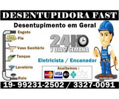 Fast Desentupidora 19-99231-2502 Desentupidora em Jardim Guarani em Campinas