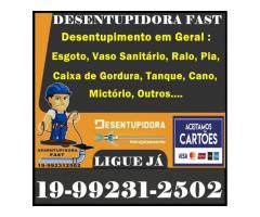 Fast Desentupidora (19) 99231-2502 Desentupidora no Vila Itapura em Campinas