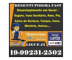 Fast Desentupidora (19) 3327-0091 Desentupidora no Jardim Aurélia em Campinas