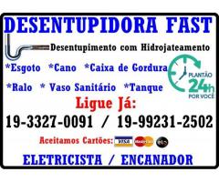 Desentupidor de esgoto 19-99231-2502 Desentupidora em Chácara da Barra em Campinas