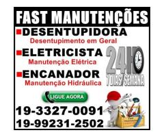 19-3327-0091 Desentupidora, Eletricista, Encanador no Bonfim em Campinas - Fast Manutenções.