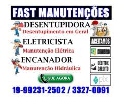 Desentupidora, Eletricista, Encanador no Jardim do Vovô em Campinas 19-3327-0091