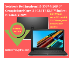 Notebook Dell Inspiron i15-3567-M20P 6ª Geração Intel Core i3 4GB 1TB 15.6" Windows 10 com DVDRW